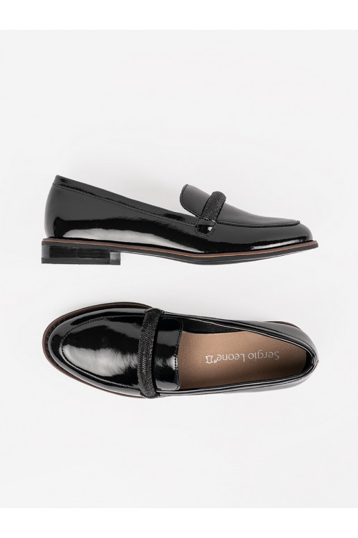 mokasíny ze skórzaną wkładką Sergio Leone Černé mokasíny ze skórzaną wkładką Sergio Leone Černé