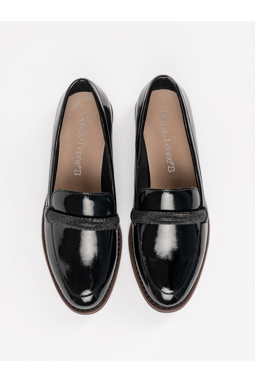 mokasíny ze skórzaną wkładką Sergio Leone Černé mokasíny ze skórzaną wkładką Sergio Leone Černé