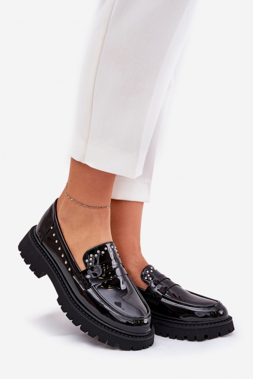 Dámské mokasíny s efektem laku  Černé Nallae Dámské mokasíny s efektem laku  Černé Nallae