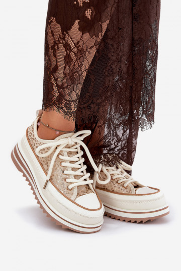 Ležérní obuv s platformou S.Barski BF51-101 béžové