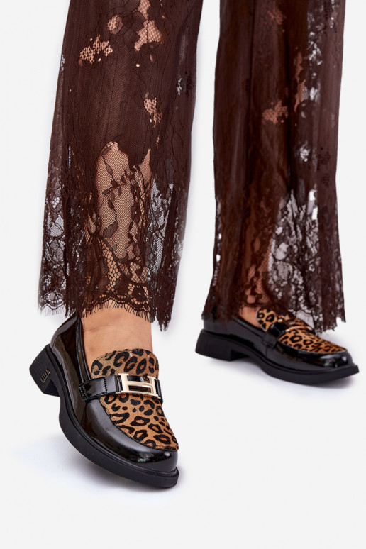 Lakované mokasíny se vzory leopardí kožešiny Vinceza 66790 Černé  Lakované mokasíny se vzory leopardí kožešiny Vinceza 66790 Černé