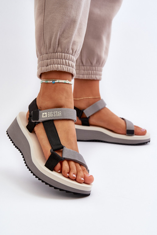 Dámské sandály s platformou I Koturnie Big Star NN274A054 šedá Dámské sandály s platformou I Koturnie Big Star NN274A054 šedá