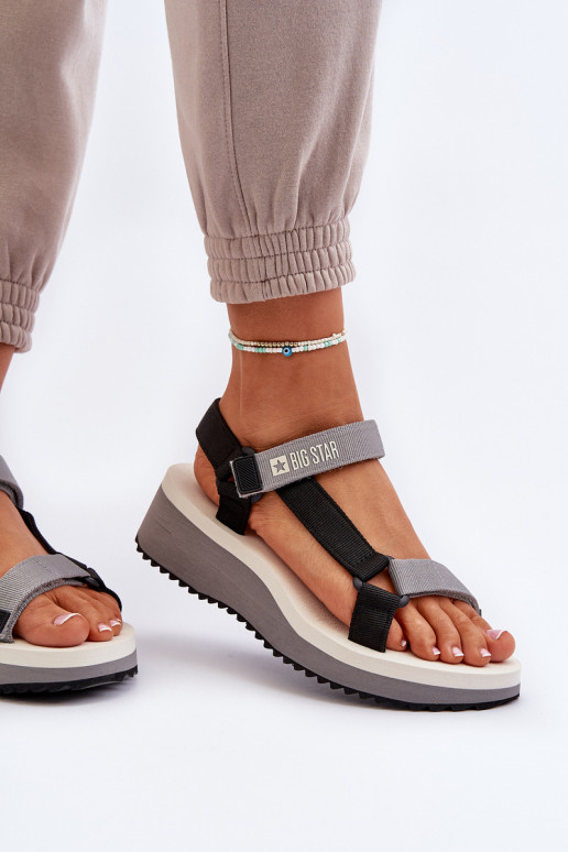 Dámské sandály s platformou I Koturnie Big Star NN274A054 šedá Dámské sandály s platformou I Koturnie Big Star NN274A054 šedá