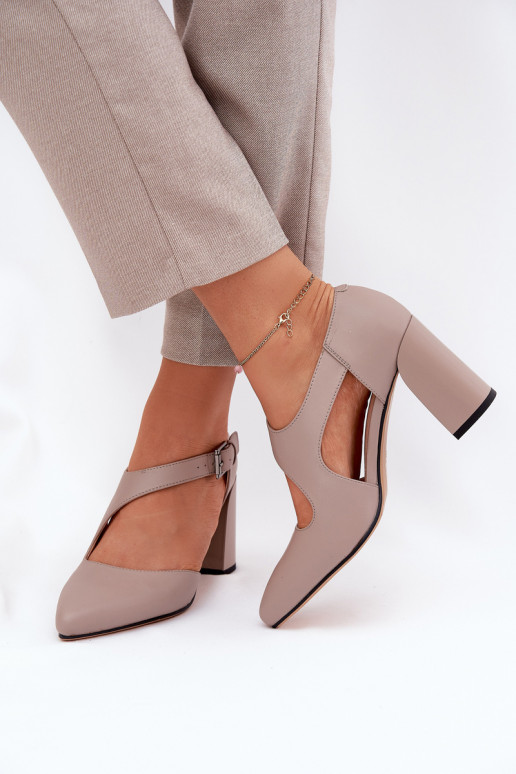 Obuv s podpatky s přezkami Vinceza 91133 šedá  Obuv s podpatky s přezkami Vinceza 91133 šedá