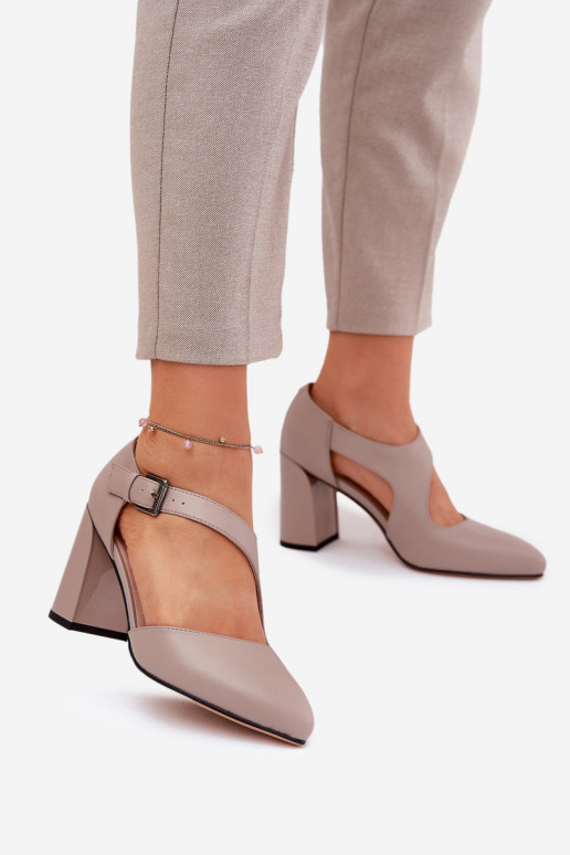 Obuv s podpatky s přezkami Vinceza 91133 šedá  Obuv s podpatky s přezkami Vinceza 91133 šedá