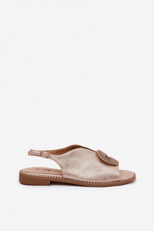 se třpytkami Dámské sandály Ozdobnym Detalem S.Barski KV51-012 růžově zlatá