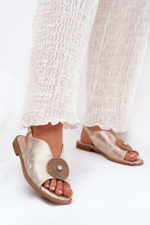 se třpytkami Dámské sandály Ozdobnym Detalem S.Barski KV51-012 zlaté barvy se třpytkami Dámské sandály Ozdobnym Detalem S.Barski KV51-012 zlaté barvy