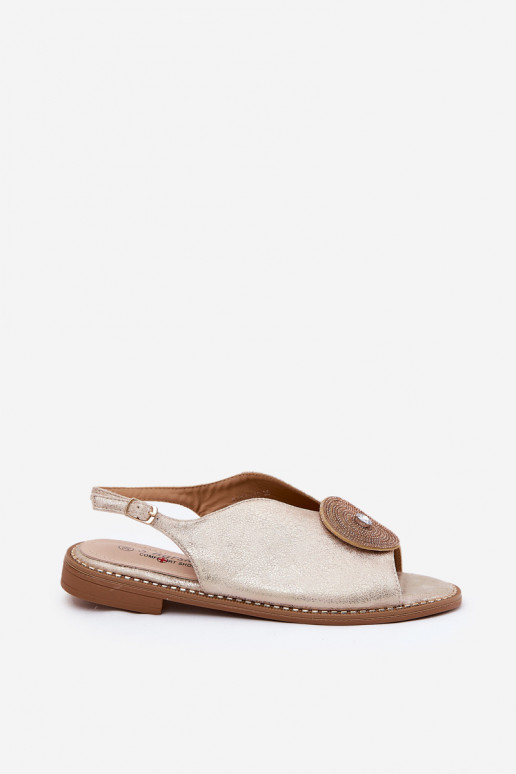 se třpytkami Dámské sandály Ozdobnym Detalem S.Barski KV51-012 zlaté barvy se třpytkami Dámské sandály Ozdobnym Detalem S.Barski KV51-012 zlaté barvy