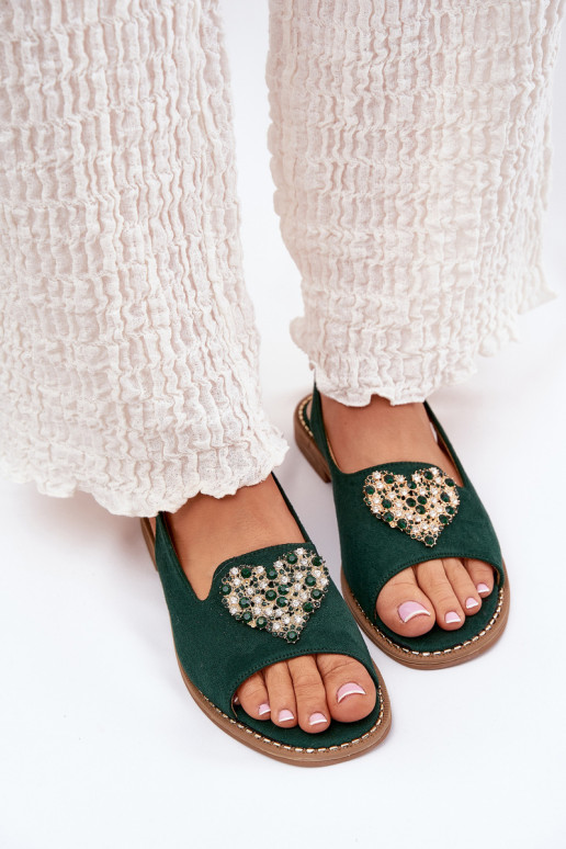 Dámské sandály  se srdíčkym S.Barski KV27-018 zelené Dámské sandály  se srdíčkym S.Barski KV27-018 zelené