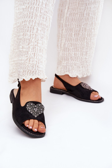 Dámské sandály  se srdíčkym S.Barski KV27-018 Černé