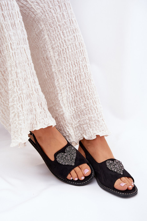 Dámské sandály  se srdíčkym S.Barski KV27-018 Černé Dámské sandály  se srdíčkym S.Barski KV27-018 Černé