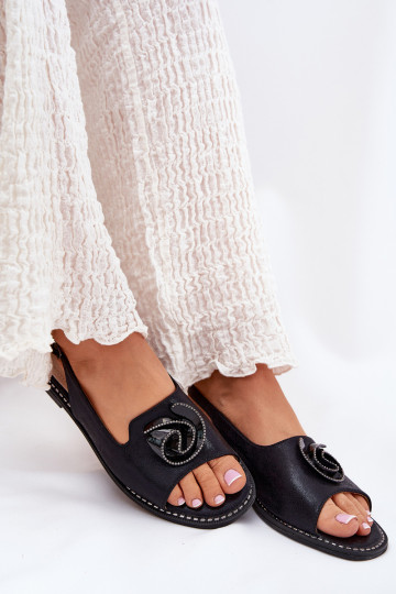 se třpytkami Dámské sandály s ornamenty S.Barski KV51-006 Černé