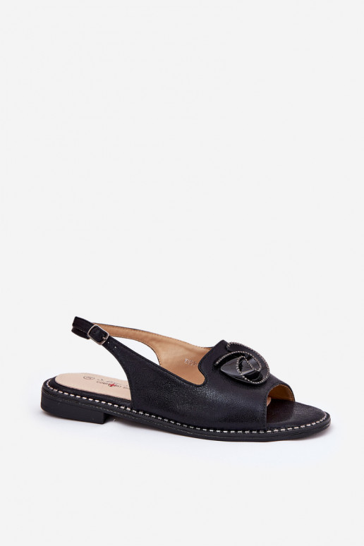 se třpytkami Dámské sandály s ornamenty S.Barski KV51-006 Černé se třpytkami Dámské sandály s ornamenty S.Barski KV51-006 Černé