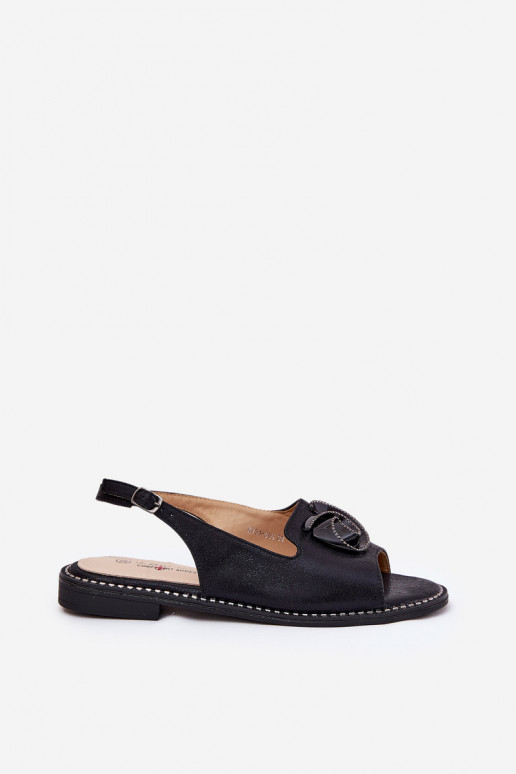 se třpytkami Dámské sandály s ornamenty S.Barski KV51-006 Černé se třpytkami Dámské sandály s ornamenty S.Barski KV51-006 Černé