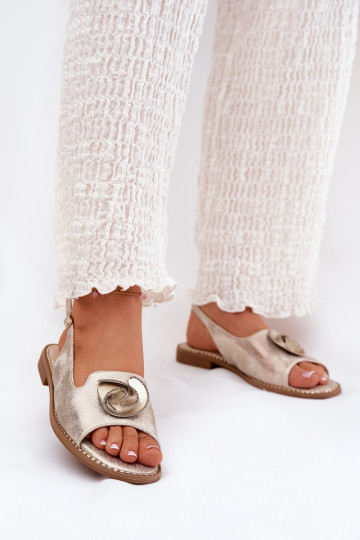 se třpytkami Dámské sandály s ornamenty S.Barski KV51-006 zlaté barvy