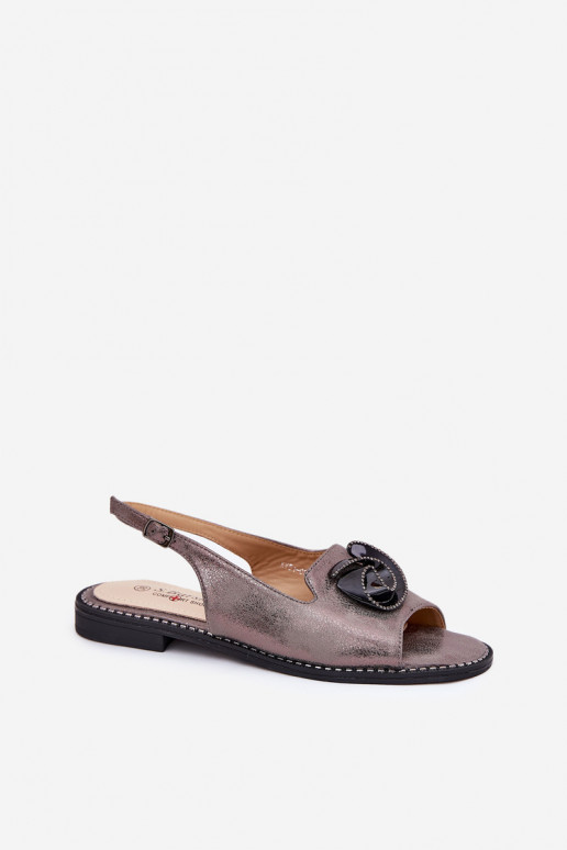 se třpytkami Dámské sandály s ornamenty S.Barski KV51-006 šedá se třpytkami Dámské sandály s ornamenty S.Barski KV51-006 šedá