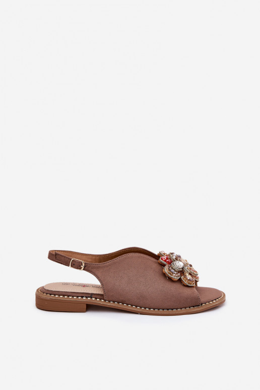 Dámské sandály s širokými podpatky s ornamenty S.Barski KV27-001 béžové Dámské sandály s širokými podpatky s ornamenty S.Barski KV27-001 béžové