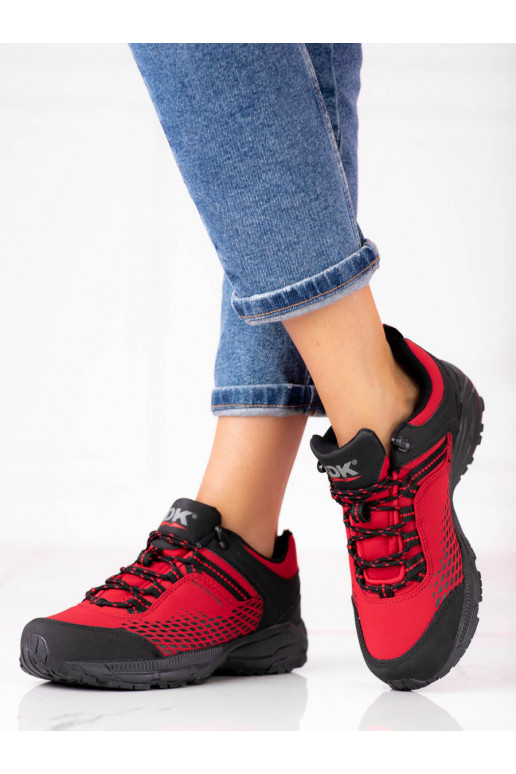 Trekingové boty s masivním podpatkem DK červené Trekingové boty s masivním podpatkem DK červené