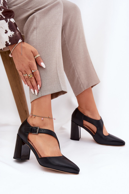 Obuv s podpatky s přezkami Vinceza 91133 Černé  Obuv s podpatky s přezkami Vinceza 91133 Černé