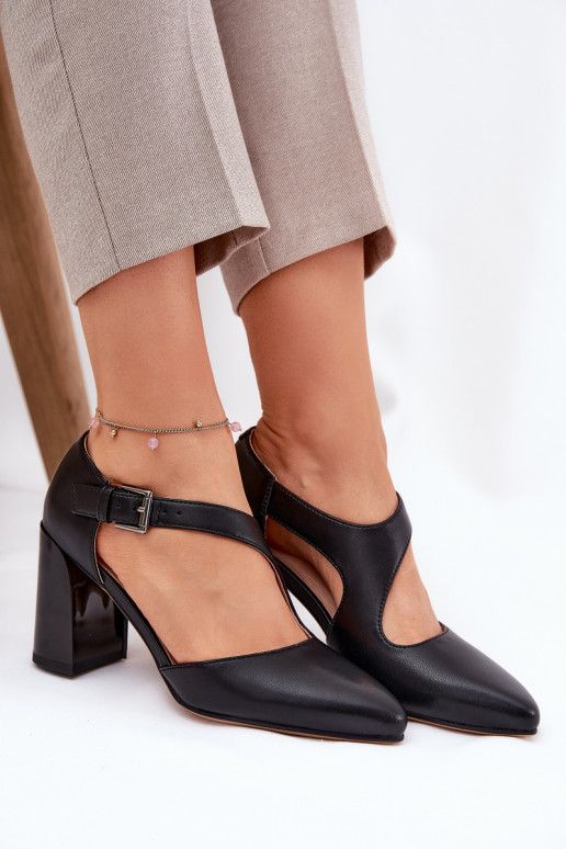 Obuv s podpatky s přezkami Vinceza 91133 Černé  Obuv s podpatky s přezkami Vinceza 91133 Černé