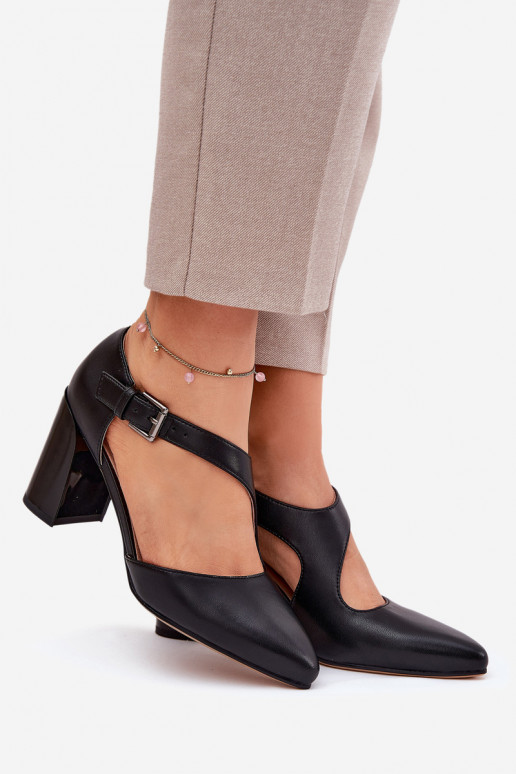 Obuv s podpatky s přezkami Vinceza 91133 Černé  Obuv s podpatky s přezkami Vinceza 91133 Černé