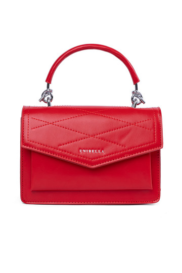 Červená Elegantní kabelkaz rączką i paskiem