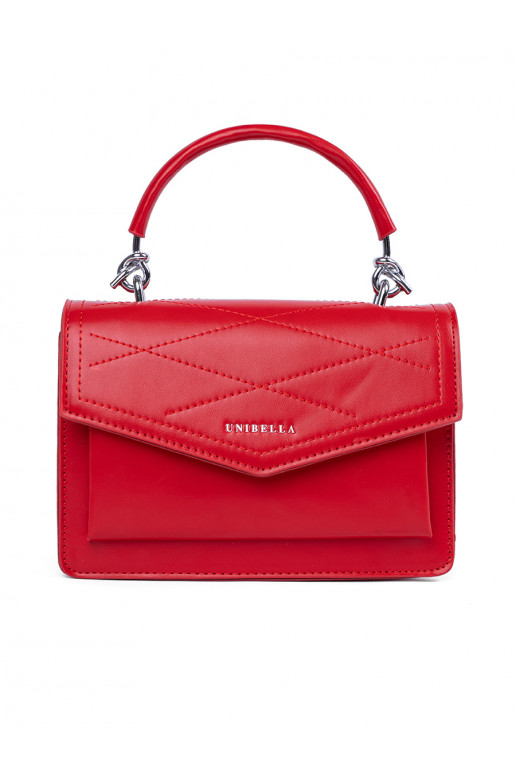 Červená Elegantní kabelkaz rączką i paskiem