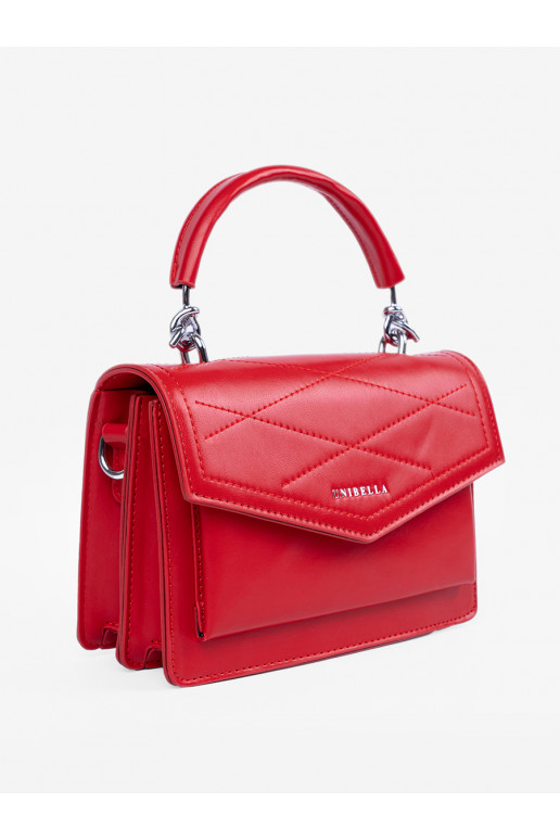 Červená Elegantní kabelkaz rączką i paskiem
