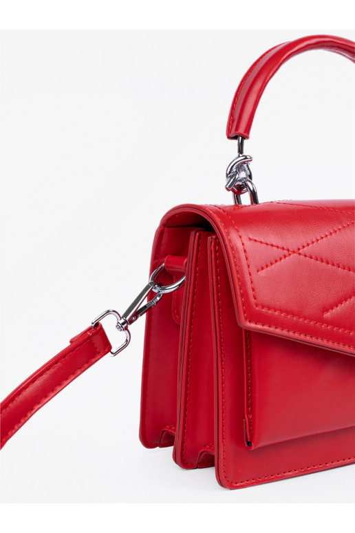 Červená Elegantní kabelkaz rączką i paskiem