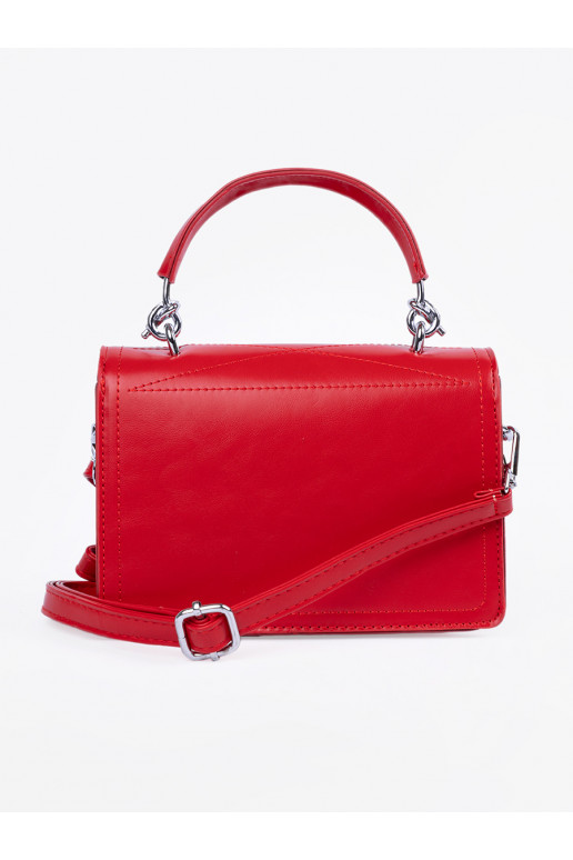 Červená Elegantní kabelkaz rączką i paskiem