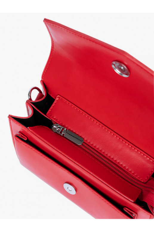 Červená Elegantní kabelkaz rączką i paskiem