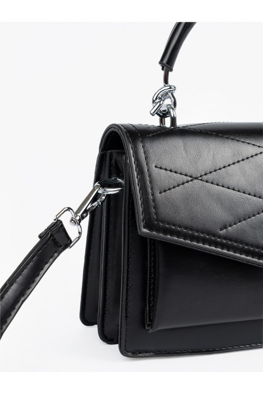 černá Elegantní kabelkaz rączką i paskiem