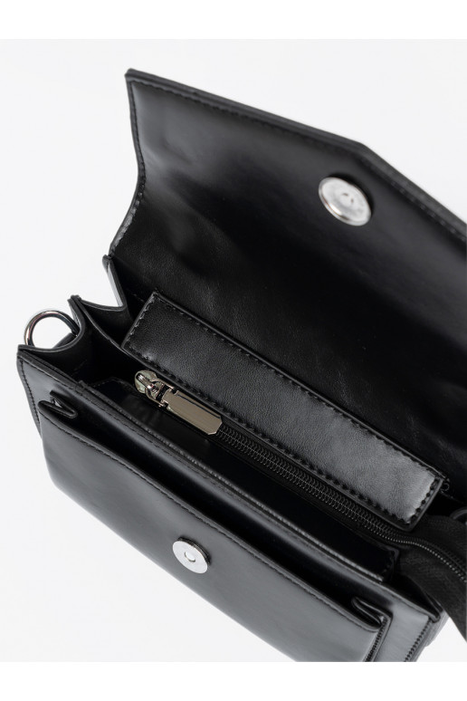 černá Elegantní kabelkaz rączką i paskiem