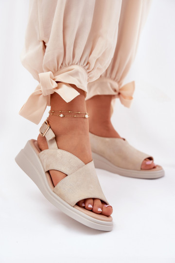 Dámské sandály  z ekologické kůže zlaté barvy Quilara