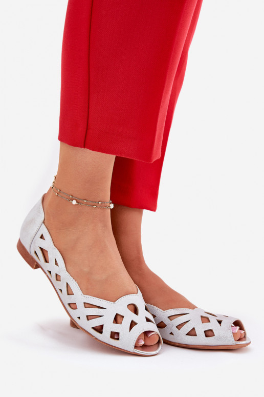 Ažurové baleríny Z Odkrytymi Palcami stříbrné barvy Calgis Ažurové baleríny Z Odkrytymi Palcami stříbrné barvy Calgis