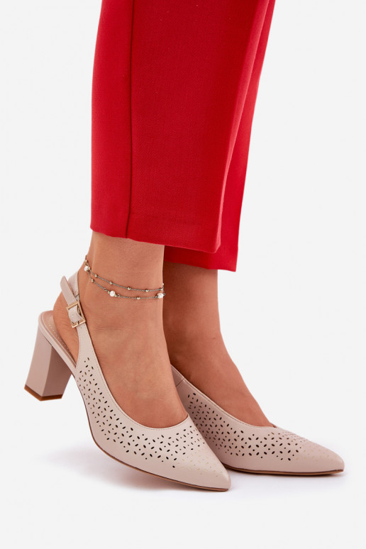 Ažurové sandály Ze Szpiczastymi Noskami s podpatky Sergio Leone SK163 béžové Ažurové sandály Ze Szpiczastymi Noskami s podpatky Sergio Leone SK163 béžové