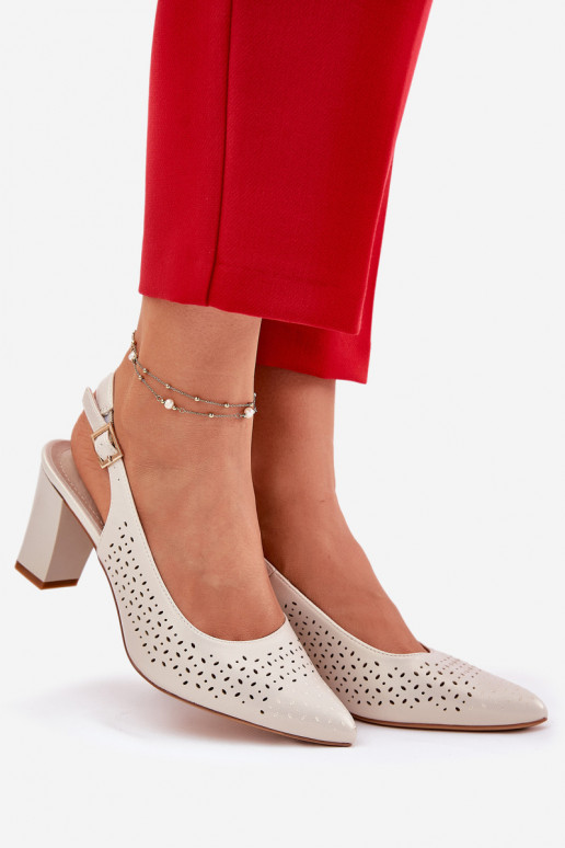 Ažurové sandály Ze Szpiczastymi Noskami s podpatky Sergio Leone SK163 perleťové Ažurové sandály Ze Szpiczastymi Noskami s podpatky Sergio Leone SK163 perleťové