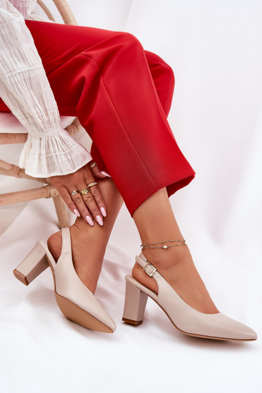 Obuv s podpatky Sergio Leone SK162 béžové  Obuv s podpatky Sergio Leone SK162 béžové