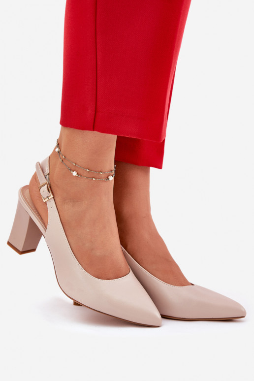 Obuv s podpatky Sergio Leone SK162 béžové  Obuv s podpatky Sergio Leone SK162 béžové