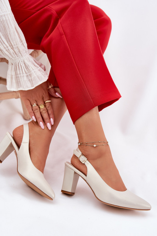 Obuv s podpatky Sergio Leone SK162 perleťové  Obuv s podpatky Sergio Leone SK162 perleťové