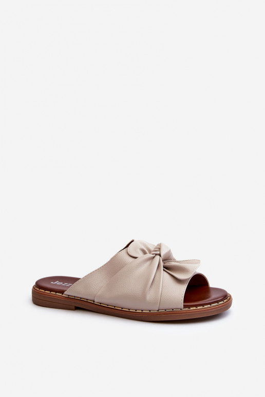 Dámské pantofle s širokými podpatky béžové Nelvira