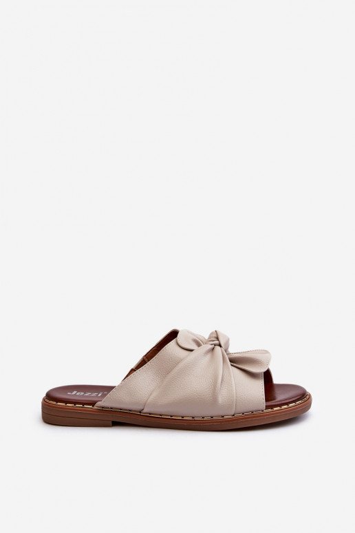 Dámské pantofle s širokými podpatky béžové Nelvira