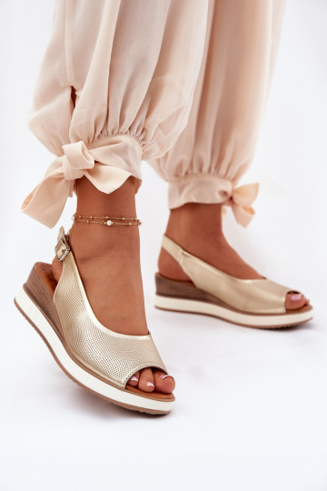  Sandály na platformě Artiker 56C2312 zlaté barvy