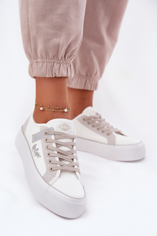 Ležérní obuv s platformou Lee Cooper LCW-25-31-3479L Bílá-šedá Ležérní obuv s platformou Lee Cooper LCW-25-31-3479L Bílá-šedá