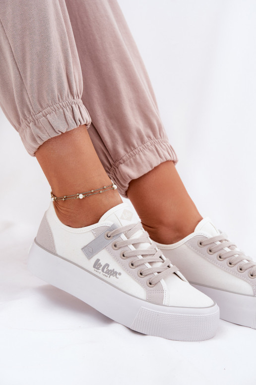 Ležérní obuv s platformou Lee Cooper LCW-25-31-3479L Bílá-šedá Ležérní obuv s platformou Lee Cooper LCW-25-31-3479L Bílá-šedá