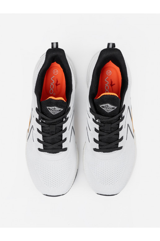 Bílá-Černé sportovní obuv z pomarańczowym elementem Bílá-Černé sportovní obuv z pomarańczowym elementem