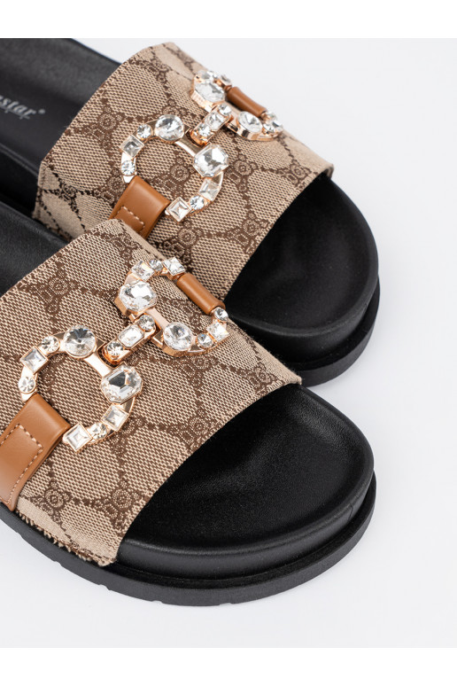 Černé a-hnědá Pantofle ze zdobieniem Černé a-hnědá Pantofle ze zdobieniem