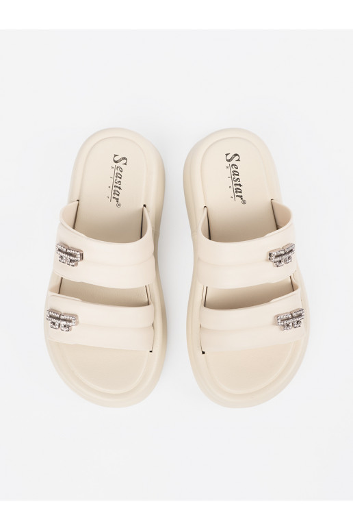 slonová kost Pantofle  s platformou slonová kost Pantofle  s platformou