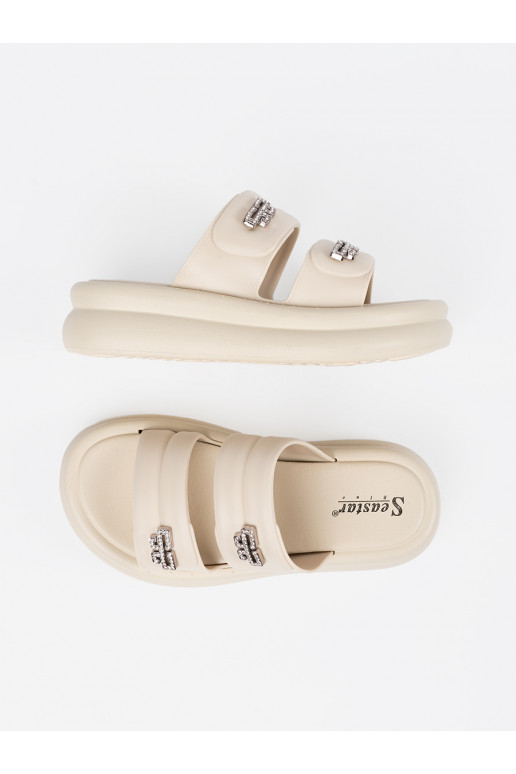 slonová kost Pantofle  s platformou slonová kost Pantofle  s platformou