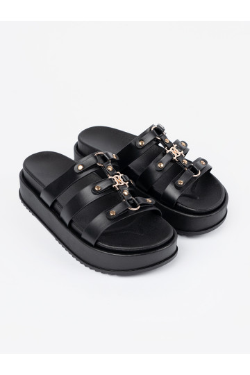 Pantofle  s platformou Černé 2